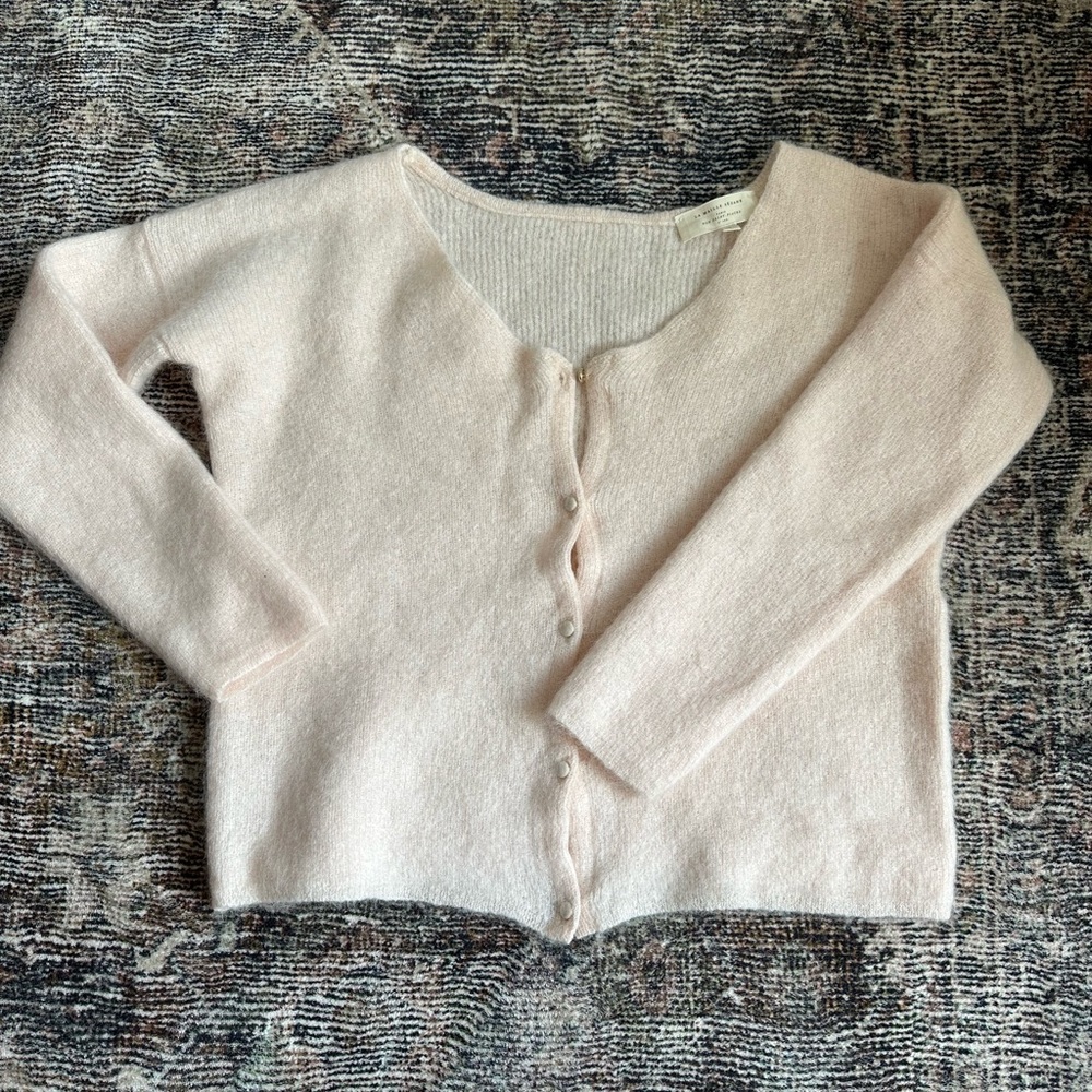 La Maille Sezane Mohair and Alpaca Rose Pink Button Cardigan size Medium